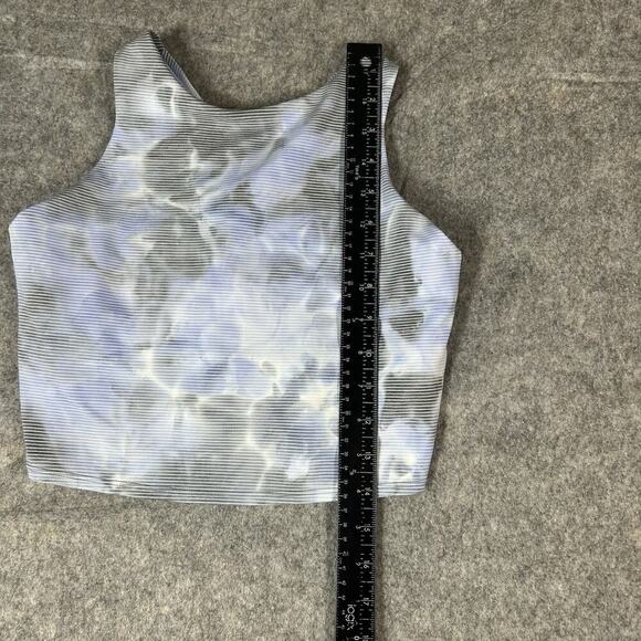 Athleta Conscious Crop A-C Cup Bra Womens Small Striped Purple Blue Gray - Picture 4 of 7